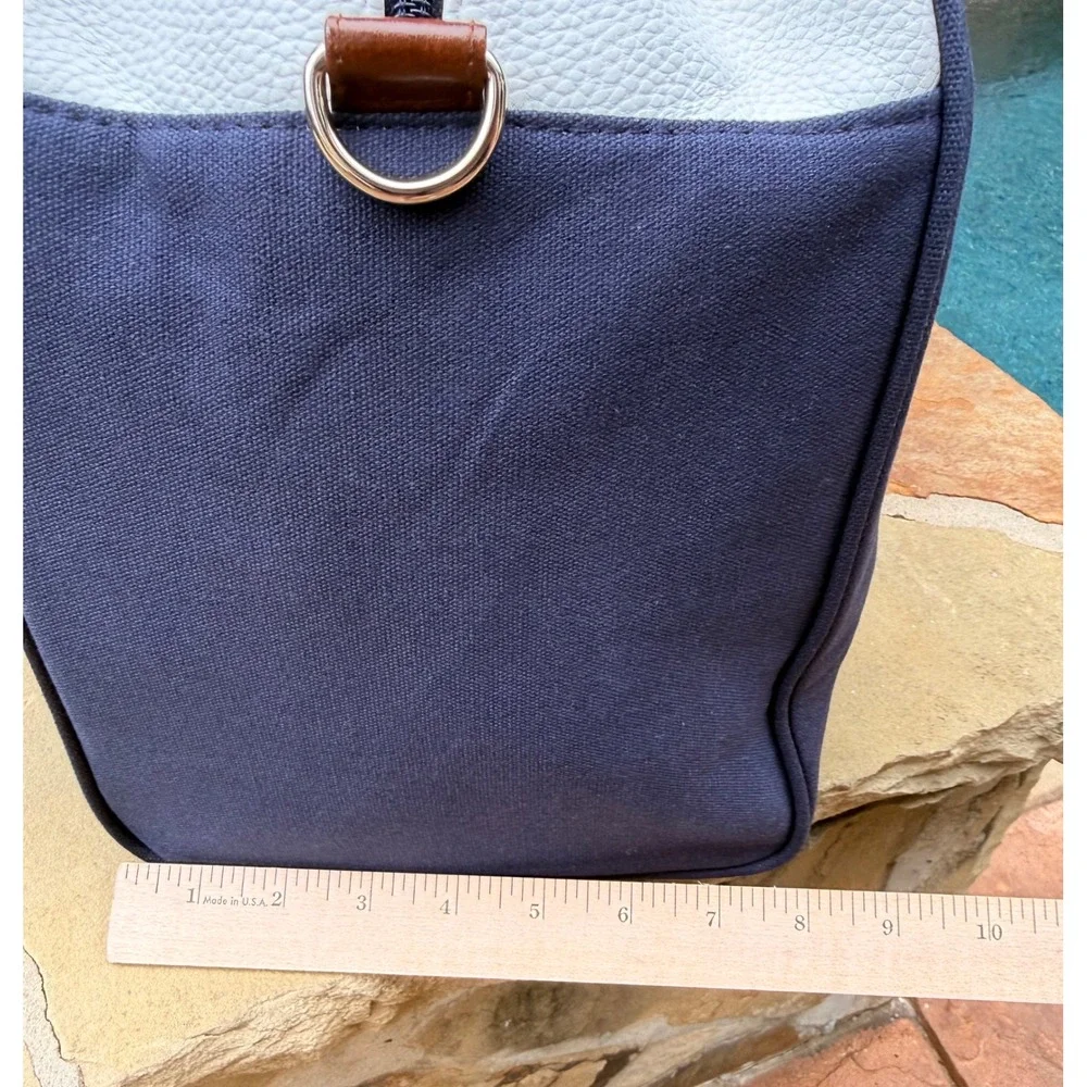 Polo Ralph Lauren Navy NWOT Canvas Weekender Duffel Bag Brown Leather Trim Large